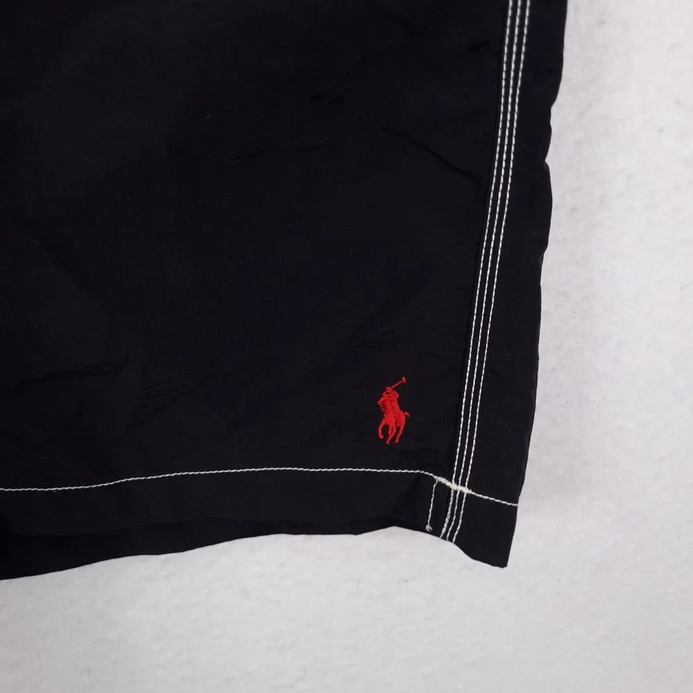Polo Ralph Lauren Board Shorts Swim Trunk Mens XL Black Contrast Stitch Cargo